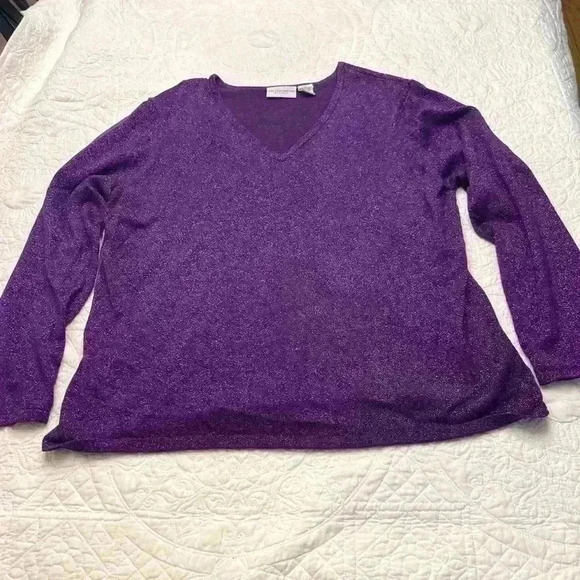 Jaclyn Smith Glittery Purple‎ Sweater - Size 2X - Picture 1 of 6